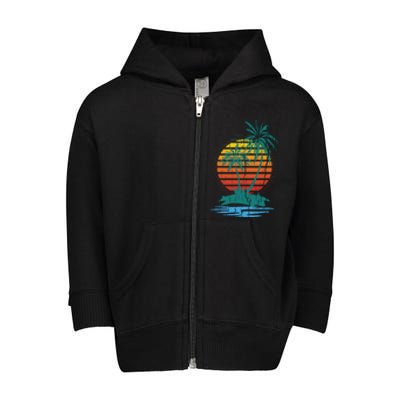 Retro Tropical Island Toddler Zip Fleece Hoodie