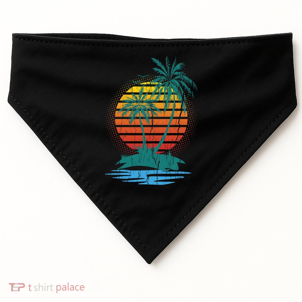 Retro Tropical Island USA-Made Doggie Bandana