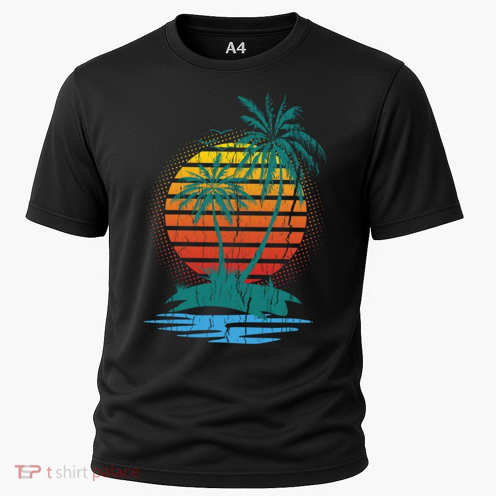 Retro Tropical Island Cooling Performance Crew T-Shirt