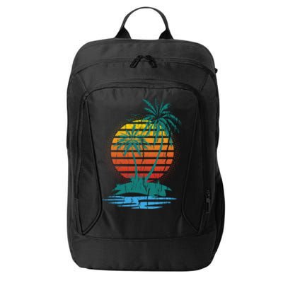 Retro Tropical Island City Backpack