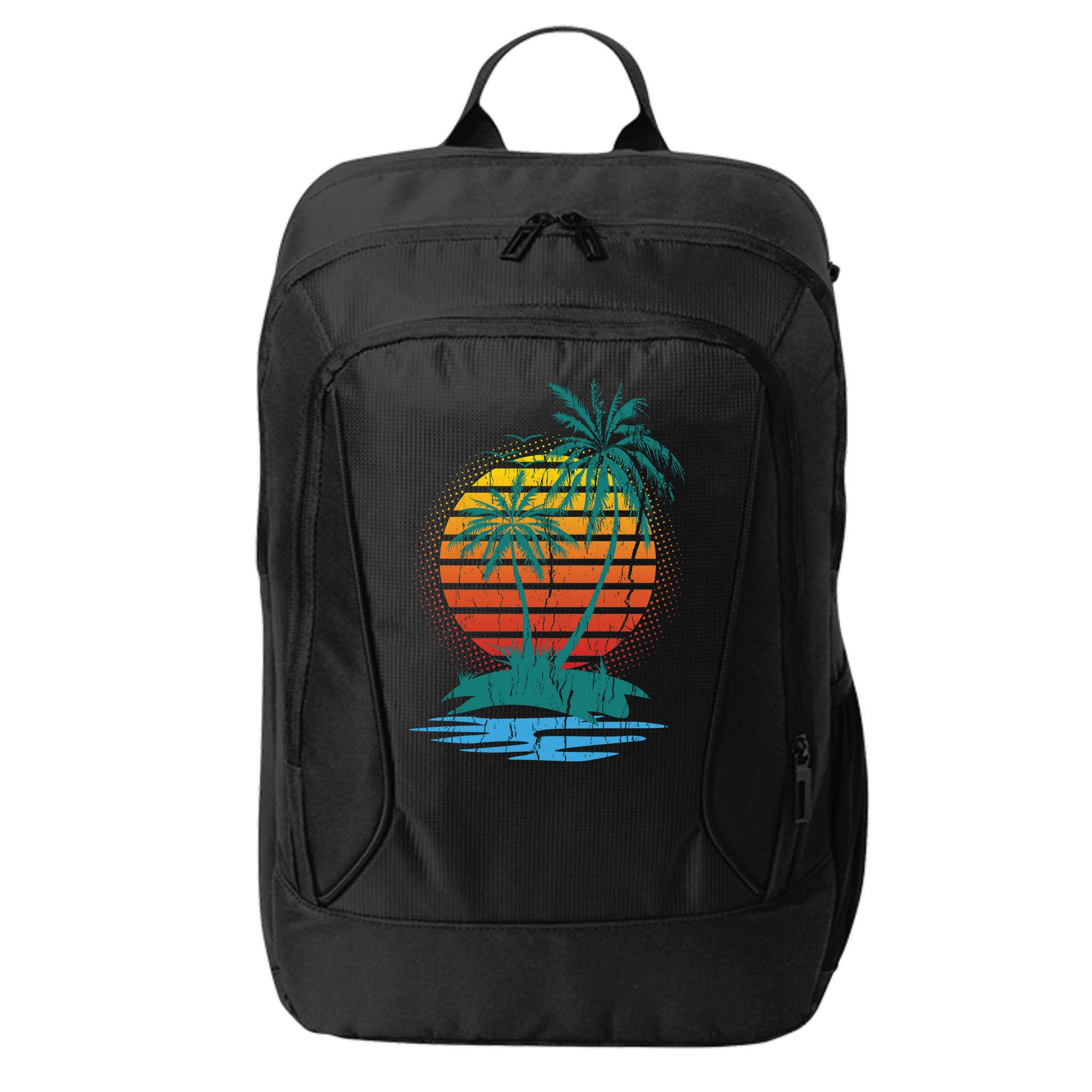 Retro Tropical Island City Backpack
