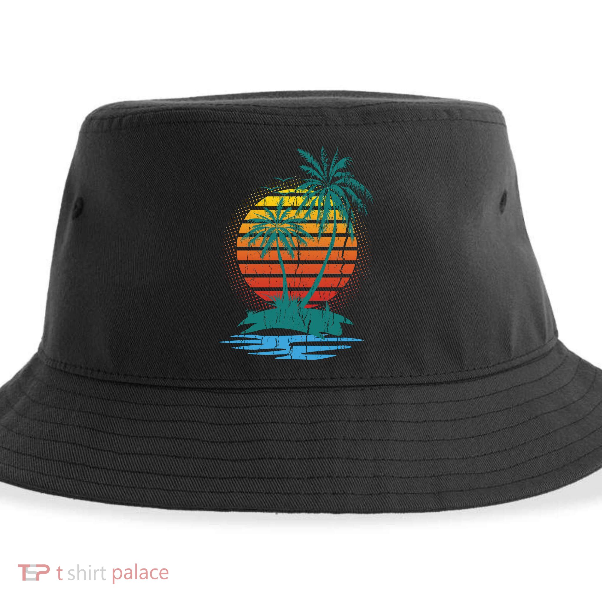 Retro Tropical Island Sustainable Bucket Hat