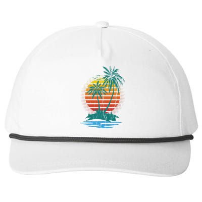 Retro Tropical Island Snapback Five-Panel Rope Hat