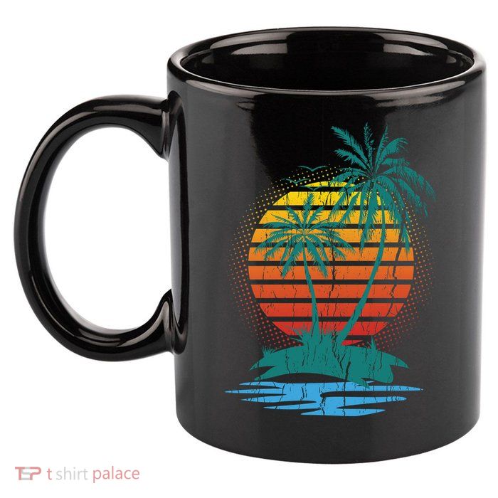 Retro Tropical Island 11oz C Handle Ceramic Mug