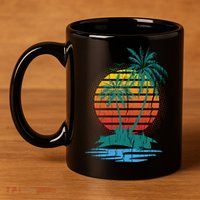 Retro Tropical Island 11oz C Handle Ceramic Mug