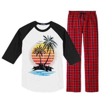 Retro Tropical Island Raglan Sleeve Pajama Set