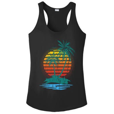 Retro Tropical Island Ladies PosiCharge Competitor Racerback Tank