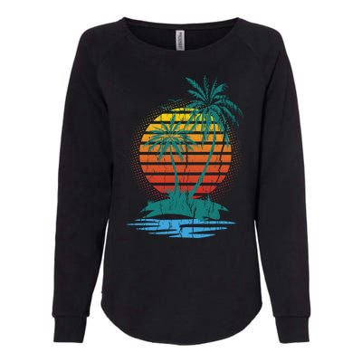 Retro Tropical Island Womens California Wash Sweatshirt