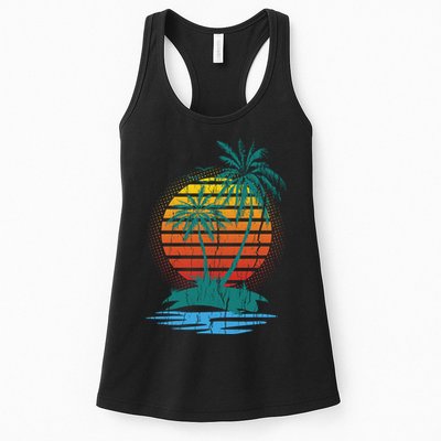 Retro Tropical Island Womens Tank Top