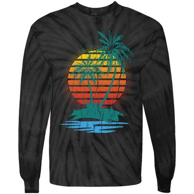 Retro Tropical Island Tie-Dye Long Sleeve Shirt