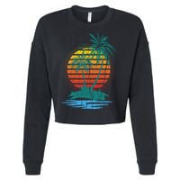 Retro Tropical Island Cropped Pullover Crew