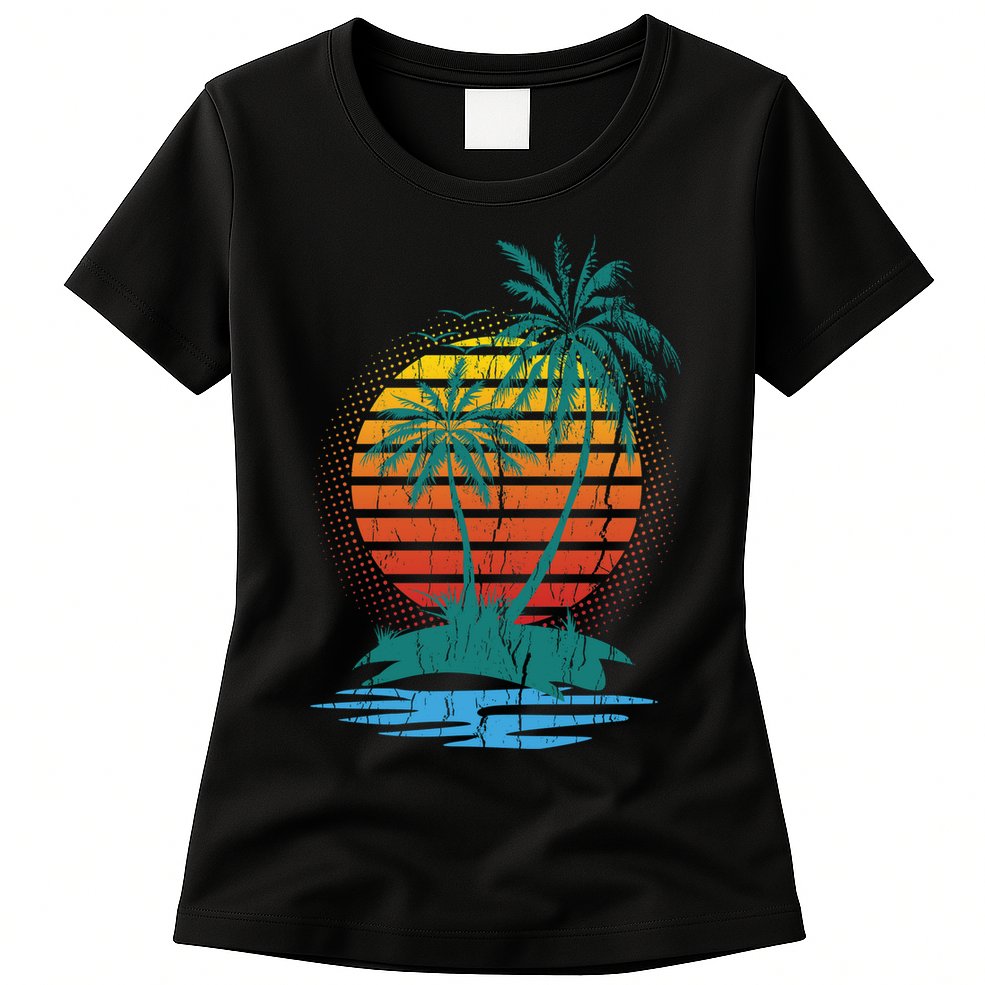 Retro Tropical Island Womens T-Shirt