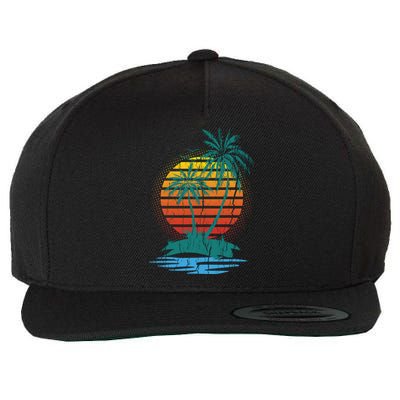 Retro Tropical Island Wool Snapback Cap