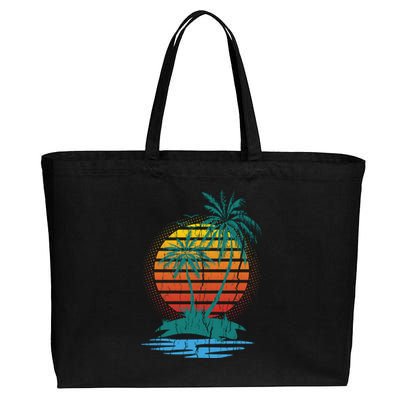 Retro Tropical Island Cotton Canvas Jumbo Tote