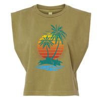 Retro Tropical Island Garment-Dyed Women's Muscle Tee