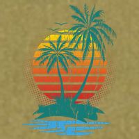 Retro Tropical Island Garment-Dyed Women's Muscle Tee