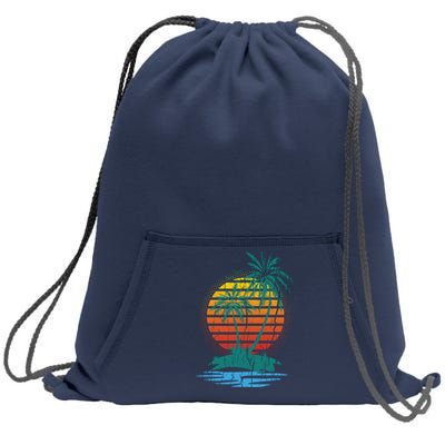 Retro Tropical Island Sweatshirt Cinch Pack Bag