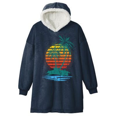 Retro Tropical Island Hooded Wearable Blanket