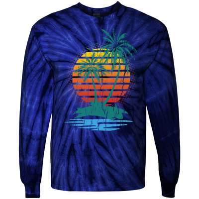 Retro Tropical Island Tie-Dye Long Sleeve Shirt