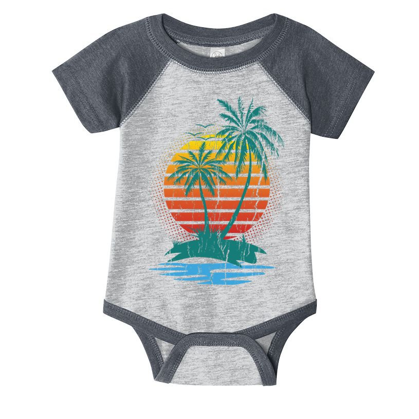 Retro Tropical Island Infant Baby Jersey Bodysuit