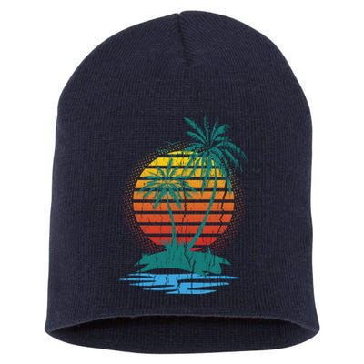 Retro Tropical Island Short Acrylic Beanie