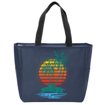 Retro Tropical Island Zip Tote Bag