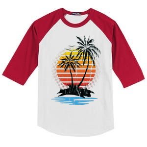 Retro Tropical Island Kids Colorblock Raglan Jersey