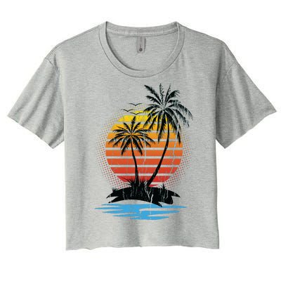 Retro Tropical Island Women's Crop Top Tee