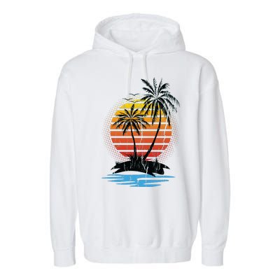 Retro Tropical Island Garment-Dyed Fleece Hoodie