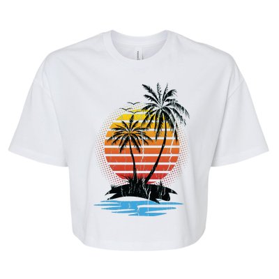 Retro Tropical Island Bella+Canvas Jersey Crop Tee