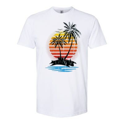 Retro Tropical Island Softstyle CVC T-Shirt