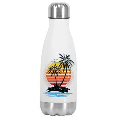 Retro Tropical Island Stainless Steel Insulated Water Bottle