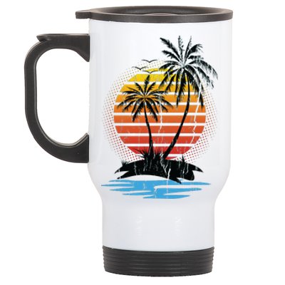 Retro Tropical Island Stainless Steel Travel Mug