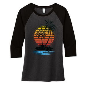 Retro Tropical Island Women's Tri-Blend 3/4-Sleeve Raglan Shirt