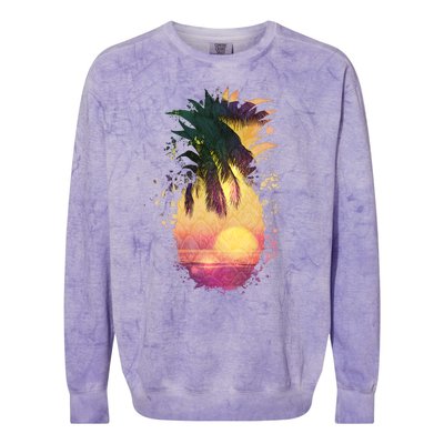 Retro Tropical Pineapple Colorblast Crewneck Sweatshirt