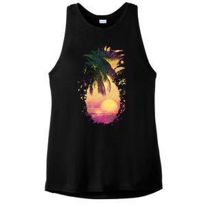 Retro Tropical Pineapple Ladies PosiCharge Tri-Blend Wicking Tank