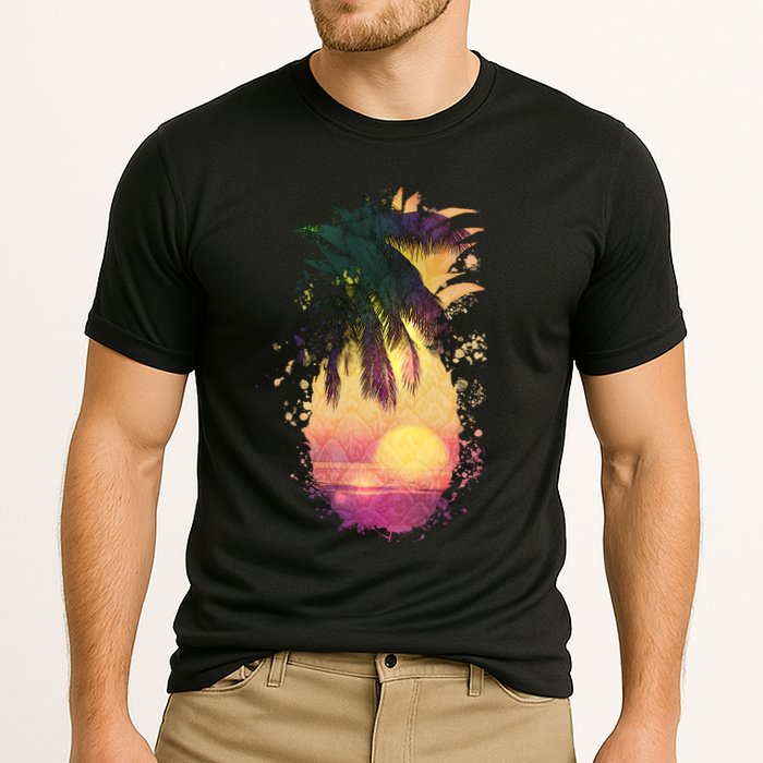 Retro Tropical Pineapple Cooling Performance Crew T-Shirt