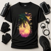 Retro Tropical Pineapple Cooling Performance Crew T-Shirt