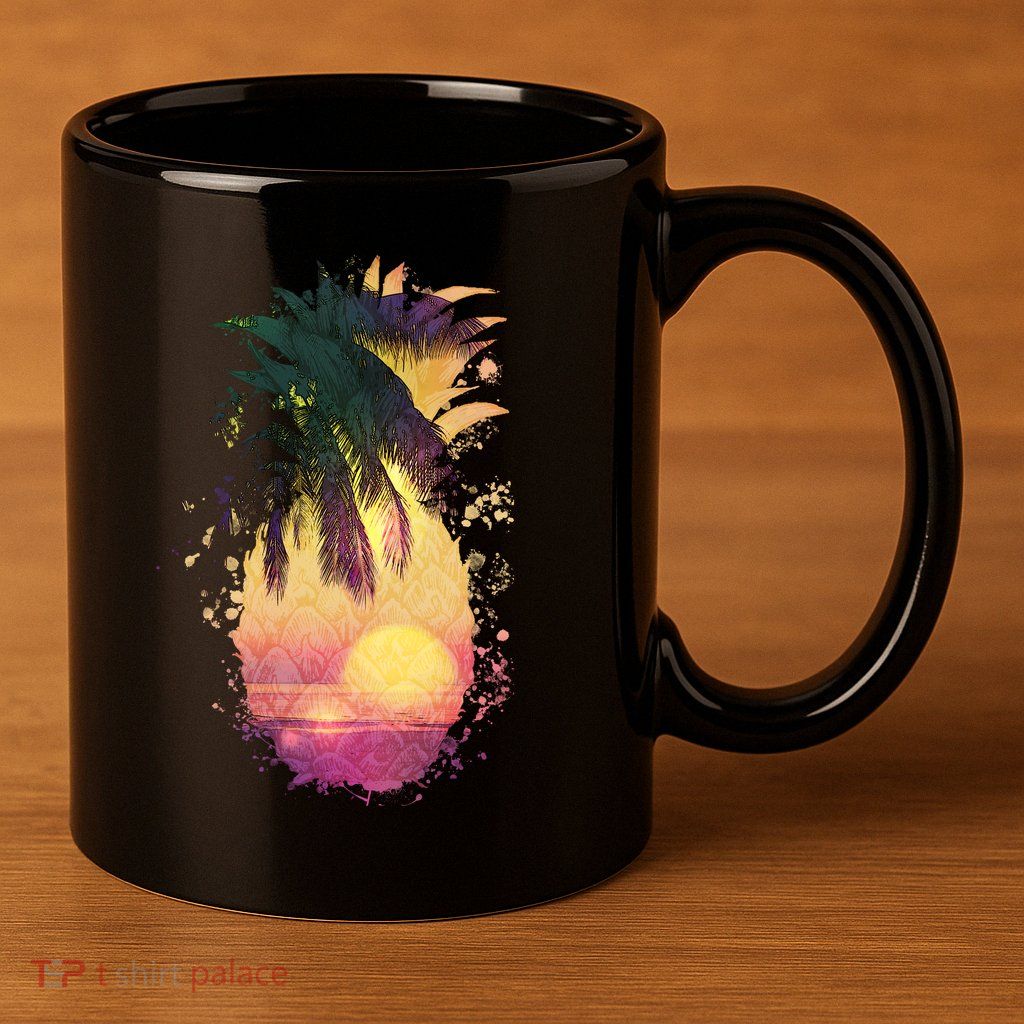 Retro Tropical Pineapple 11oz C Handle Ceramic Mug