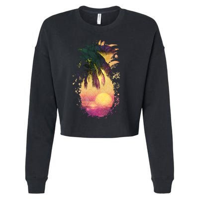 Retro Tropical Pineapple Cropped Pullover Crew