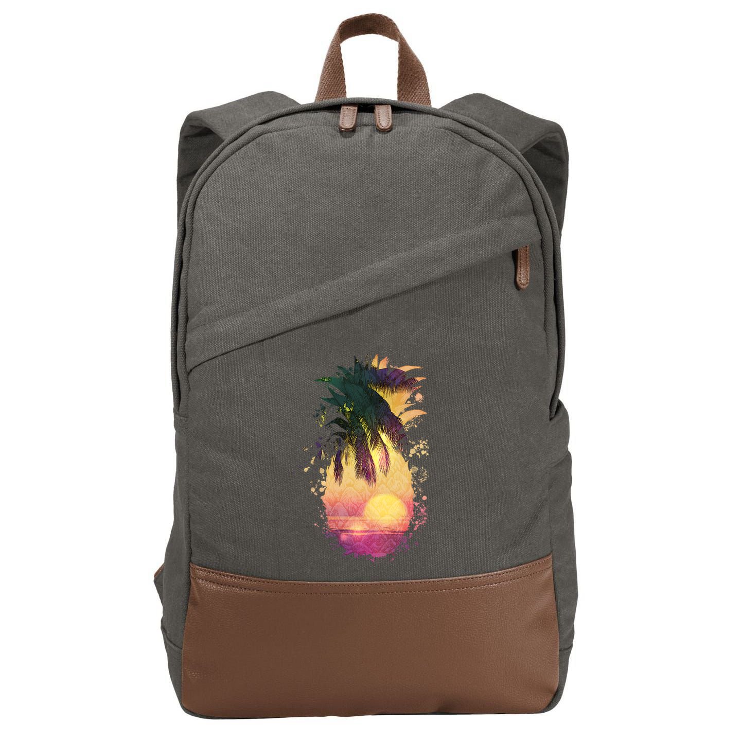 Retro Tropical Pineapple Cotton Canvas Backpack