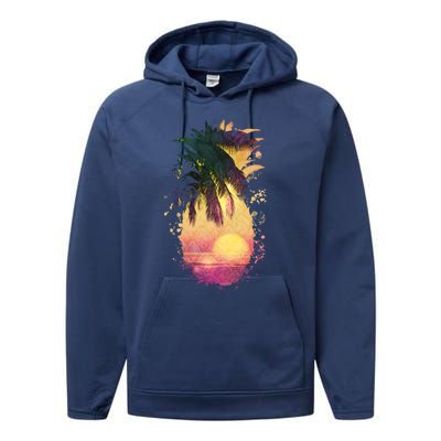 Retro Tropical Pineapple Performance Fleece Hoodie