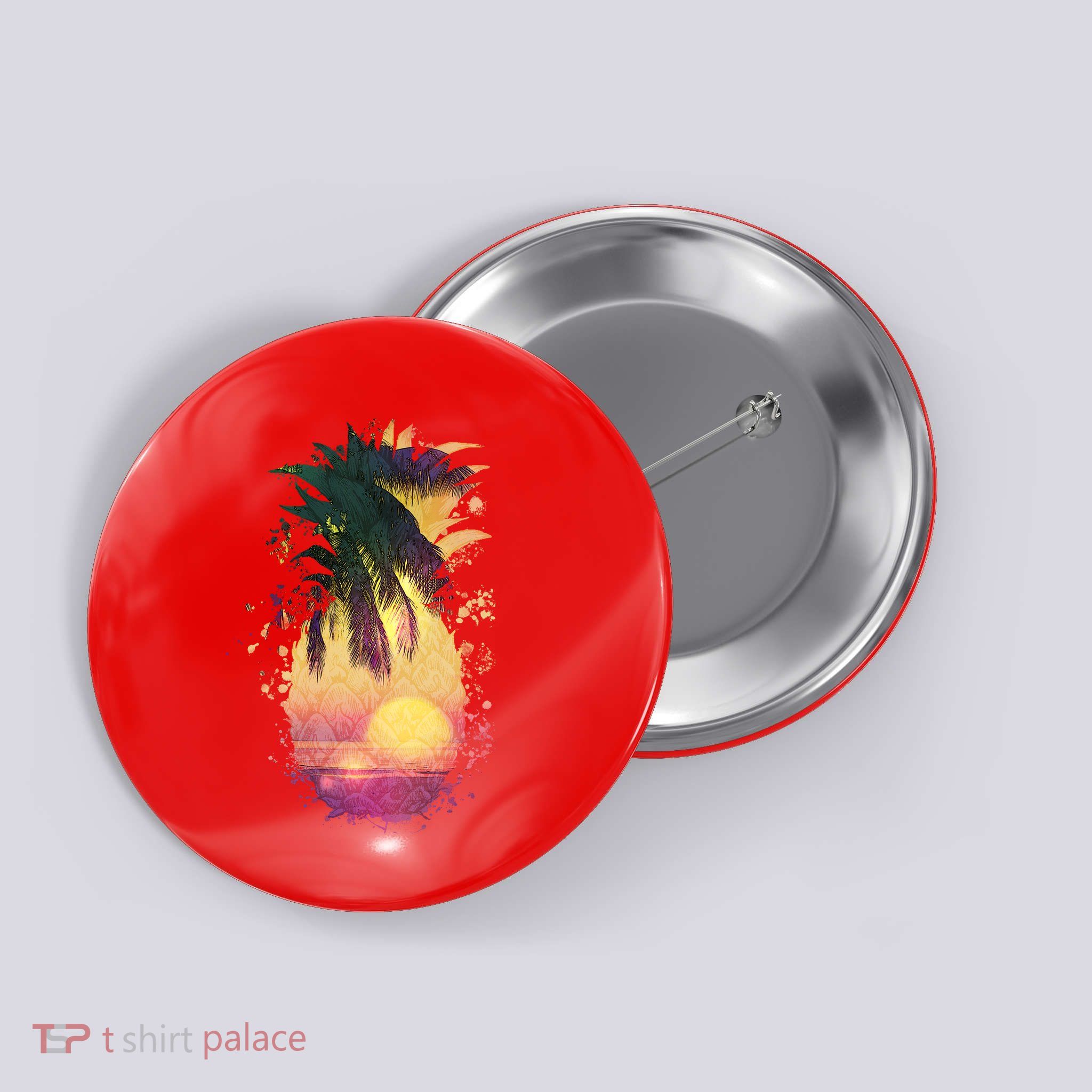 Retro Tropical Pineapple Button