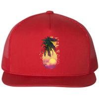 Retro Tropical Pineapple Flat Bill Trucker Hat