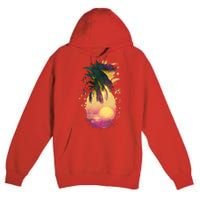 Retro Tropical Pineapple Premium Pullover Hoodie