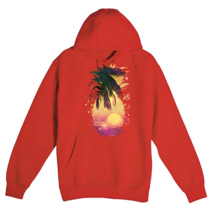 Retro Tropical Pineapple Premium Pullover Hoodie