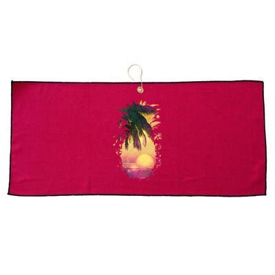 Retro Tropical Pineapple Large Microfiber Waffle Golf Towel