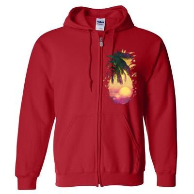 Retro Tropical Pineapple Full Zip Hoodie