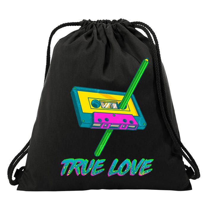 Retro True Love Drawstring Bag