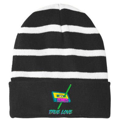 Retro True Love Striped Beanie with Solid Band